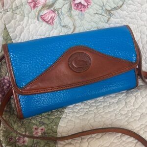 Dooney & Bourke AWL Electric Blue & Brown Crossbody Wallet-On-A-Strap